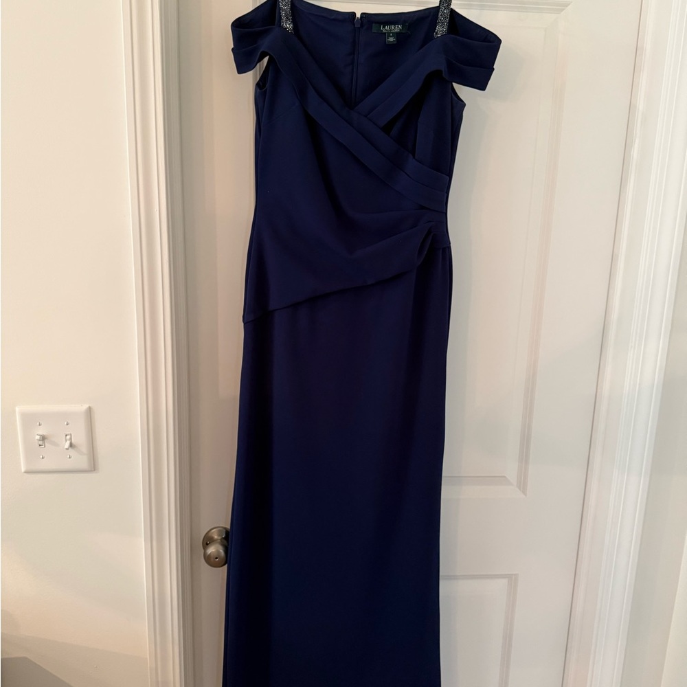 Ralph Lauren Off-Shoulder Navy Maxi Dress - Picture 5 of 5